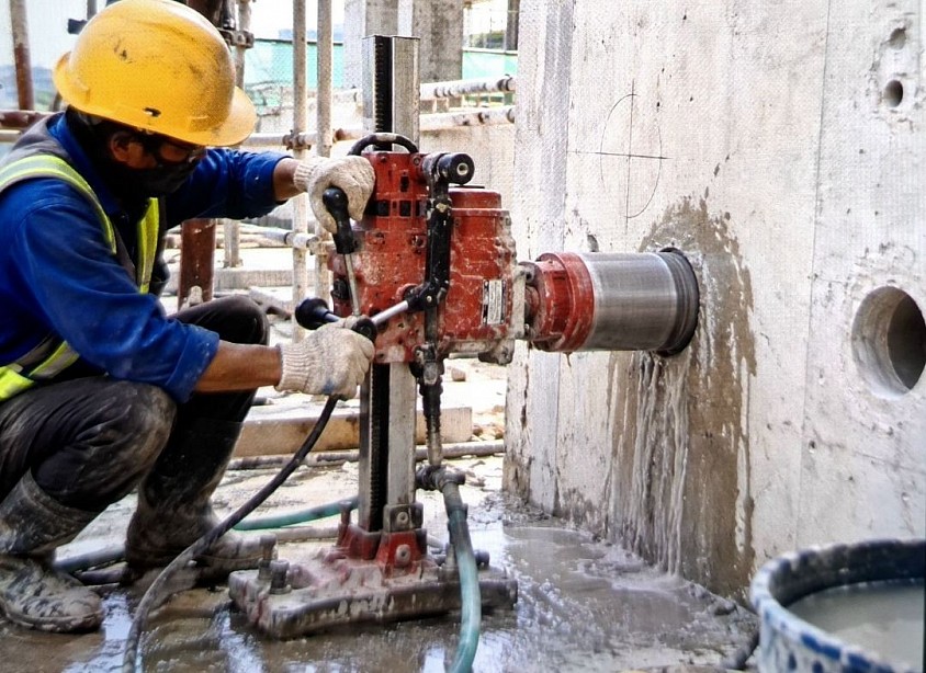 Concrete coring work for construction and industrial applications